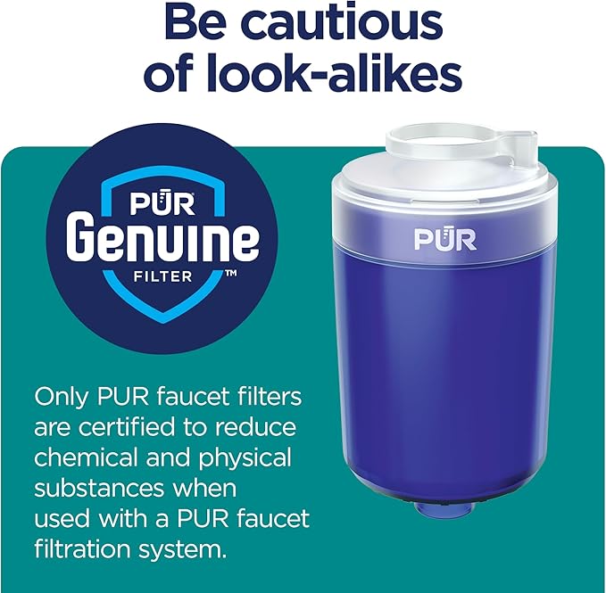 PUR Plus Faucet Mount Replacement Filter 4-Pack, Genuine PUR Water Filter for Sink Faucet, 3-in-1 Mineral Filtration, Lead Reducing, 1-Year Value, Blue (RF99994)