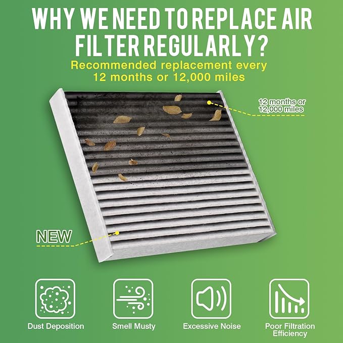 Cabin & Engine Air Filter Fit for 2018-2019 Buick Lacrosse 2.5L, 2016-2024 Chevrolet Malibu 1.5L, 2016-2019 Malibu 1.8L Activated Carbon Cabin Filter Replace#CF11966 23430312 Car Accessories