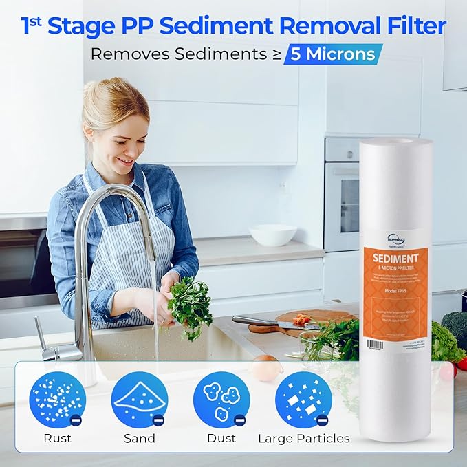 iSpring F22-75 NSF Certified 3-Year Replacement Filter Pack, For Standard 5-Stage RO Systems, Reduces PFAS, Chlorine, Bad Taste & Odor, 22 Pieces