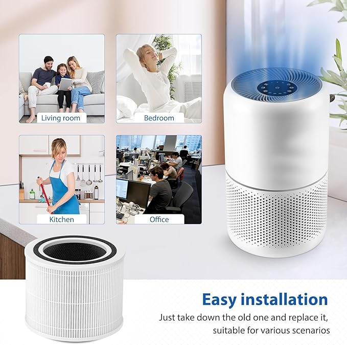 Core 300 Replacement Filter Compatible with LEVOIT Core 300, 300S, P350 VortexAir, Core 300S Filter with 3-in-1 H13 True HEPA, 4-Pack Core 300-RF Filters