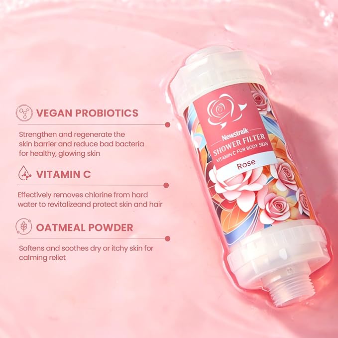Vitamin-C Handheld Showerhead Filter For Hard Water, Luxurious Scent Skin Care & Hair Enhancement Softener Purifier, Aromatherapy Water Purify, Rose Odor