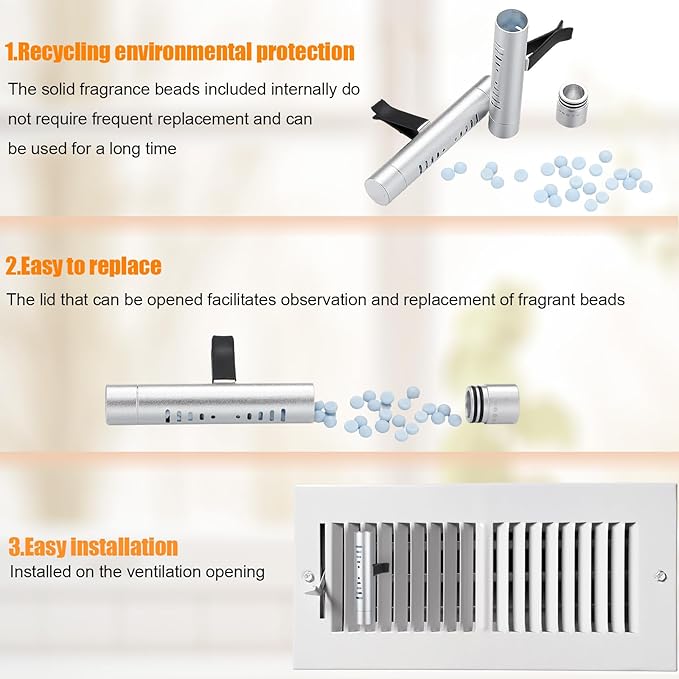 Weysat 6 Pcs Whole House Air Freshener Passive Essential Diffuser Vent Clips Easier Placement Adjustable HVAC Furnace Filter Scents Fragrance System for HVAC Vents Extender for Entire Home Bathroom