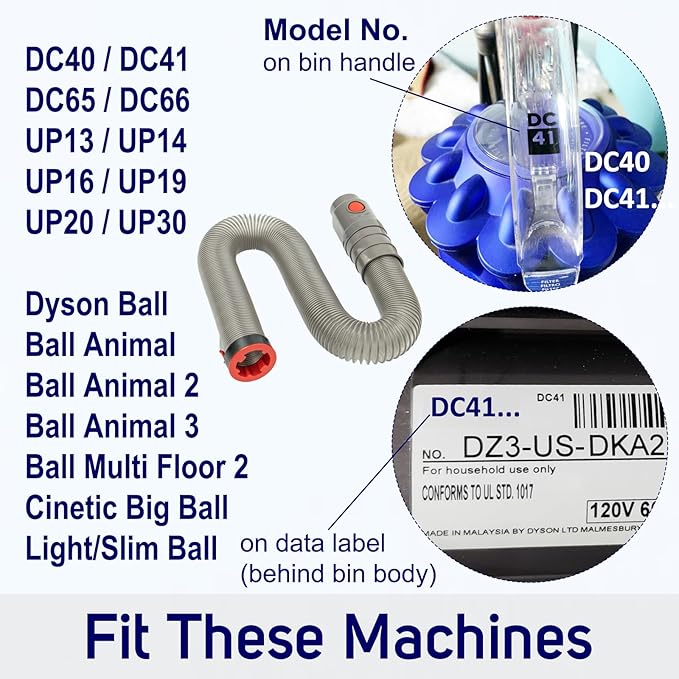 Upgraded Hose Replacement for Dyson DC40 DC41 DC65 DC66 UP13 UP14 UP19 UP20 UP30 Upright Vacuums, Stretch Hose Assembly Part Ref. No. 920765-03 920765-04 923433-01 (DC40 DC41)