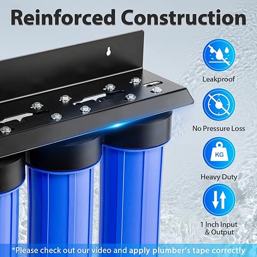 iSpring Lead-Reducing Whole House Water Filter System, Also Reduces Chlorine, Taste, Odor, 3-Stage Whole House Water Filtration System, Model: WGB32B-PB, 1" NPT Inlet/Outlet