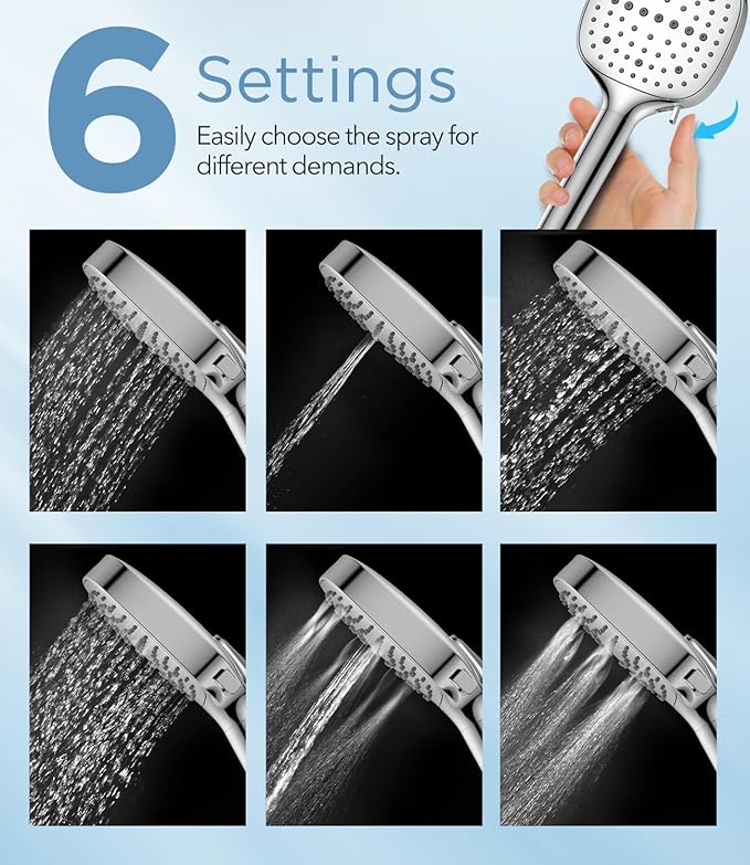 MakeFit Filtered Shower Head with Handheld, 7 Modes High Pressure Handheld Showerhead with Filters, Detachable Shower Heads Water Softener Filters Beads for Hard Water - Remove Chlorine & Heavy Metals