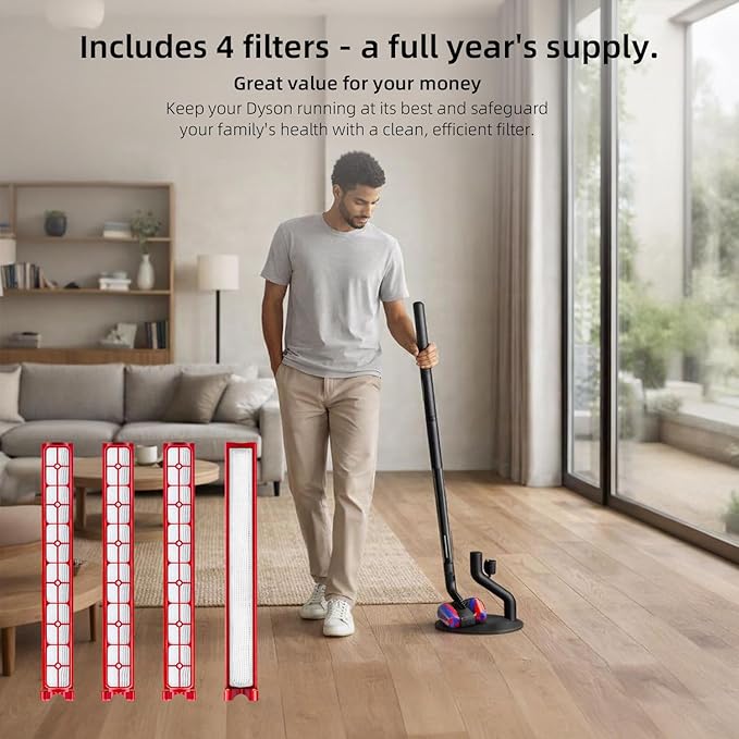 4 Pack Filter Replacement Parts Compatible with Dyson PencilVac Fluffycones Cordless Vacuum, Compatible with Dyson PencilvacFluffycones SV50FC AM / SV50 FC EX/PencilVac Fluffy SV50 FF AM Vacuum