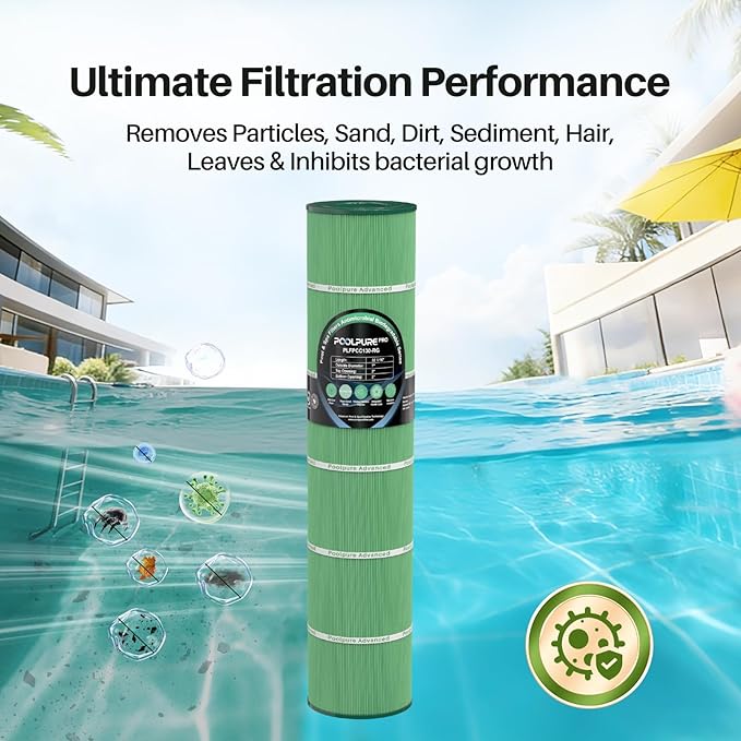 POOLPURE PCC130 Pool Filters Compatible with Pentair CCP520, R173578, Clean and Clear Plus 520, Pleatco PCC130, Ultral-A7, Unicel C-7472, FC-1978, 817-0131, 178585, L x OD: 32 1/16"x7"
