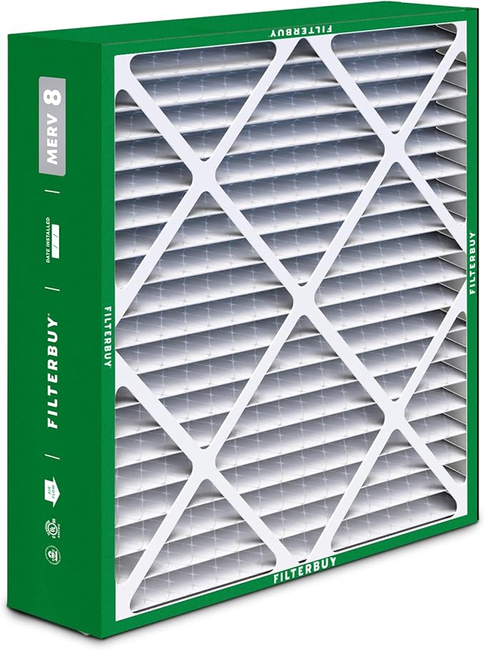 Filterbuy 16x20x5 Air Filter MERV 8 Essential Dust & Allergy Defense (4-Pack), Pleated HVAC AC Furnace Filters for Honeywell FC100A1003, Lennox X0592, and More (Actual Size: 15.75 x 19.75 x 4.38)