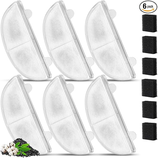 6 Pack Replacement Filters for WF20/CF20 Wireless Pumps Cat Water Fountain, ZEKIRY Cat Water Fountain Filters, Triple Action Pet Fountain Filter Replacement