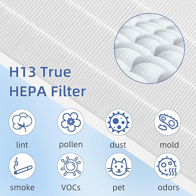 115115 HEPA Replacement Filter A for Winix Plasmawave Air Purifier C535 5300 5300-2 6300 6300-2 P300 AM90 C909 9800,H13 True HEPA Size 21 Filters,3 Pack,White