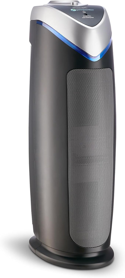 GermGuardian 4-in-1 HEPA Air Purifier for Home, Large Rooms Up to 743 Sq. Ft. with HEPA Air Filter, UV-C Light & Odor Reduction, AC4825E, 22 Tower Gray"