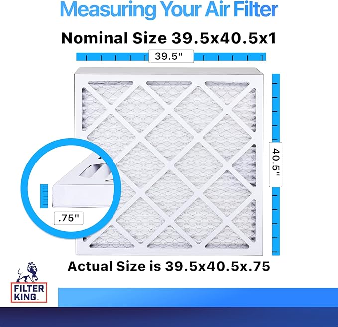 Filter King 39.5x40.5x1 Air Filter (MERV 8) (4-Pack) Dust & Allergy Control AC Furnace Filters, MADE IN USA, HVAC, Pleated, Electrostatic (Actual Size: 39.5 x 40.5 x .75)