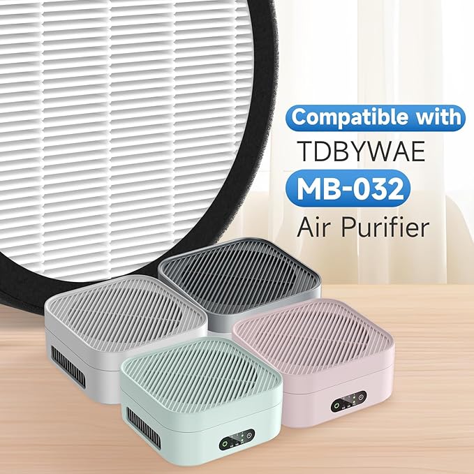 MB-032 Replacement Filter Compatible with TDBYWAE MB-032 Air Purifier, 3-in-1 High-Efficiency Air Filter, 2 Pack