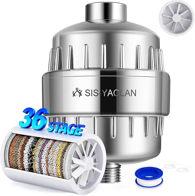 36 Stage Shower Filter,Removes Chlorine, Heavy Metals, Sediment- Reduces Dry Itchy Skin, Dandruff, Eczema, and Dramatically Improves The Condition of Your Skin and Hair