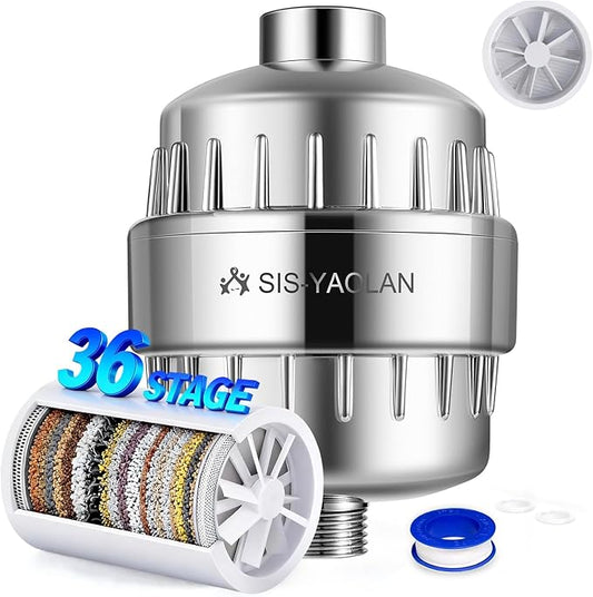 36 Stage Shower Filter,Removes Chlorine, Heavy Metals, Sediment- Reduces Dry Itchy Skin, Dandruff, Eczema, and Dramatically Improves The Condition of Your Skin and Hair