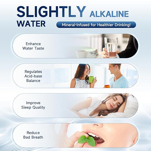 AQUALTRA USF-3F-10 Slightly Alkaline Under Sink Water Filter System, 8K-32K Gal with Faucet, Reduce PFOA, PFOS, Chlorine, Lead, Mercury, Chloramine, Fluoride, Microplastics Particles, Bad Taste & Odor