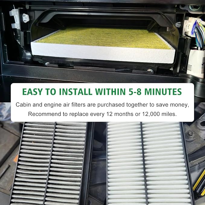 Capume 2PCS Cabin Engine Air Filter JM134 JM1722 Kit Fits for 2016-2022 Pilot, 2017-2025 Ridgeline, 2019-2025 Passport, 2016-2020 MDX 3.5L/3.0L, Replacement for 17220-5J6-A10, CA12061, CF10134