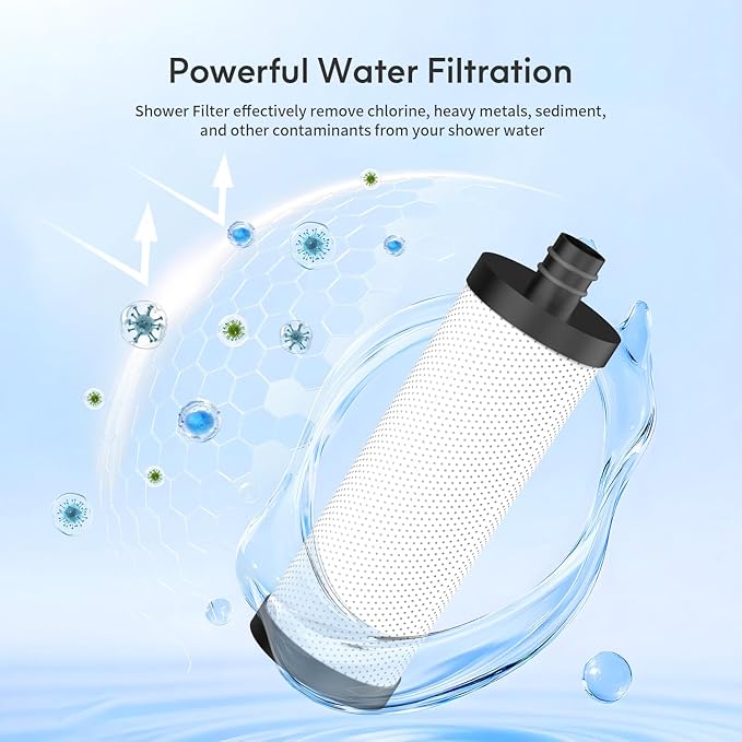 Lifefilter Carbon Shower Head Filter, 2.0 Carbon Shower Filter removes chlorine, heavy metals and other impurities from the water, improving dry skin and hair (2 Pack)