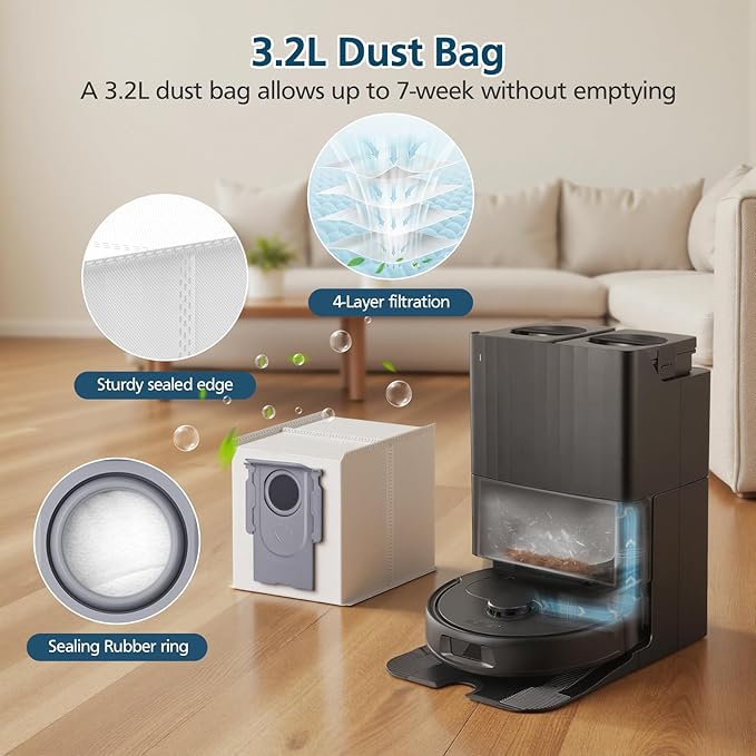 QV 35A Replacement Accessories for Roborock QV 35A / QV 35S / Qrevo S Pro Robot Vacuum, 2*Main Brush, 6*Side Brush, 4*Filters, 6*Mop Pads, 6*Dust Bag, 2*Tools