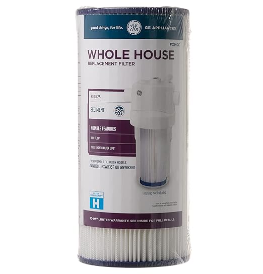 GE FXHSC Whole House Water Filter,Replacement for Water Filtration System,NSF Certified: Reduces Sediment,Rust&Other Impurities from-Water,Replace Every 3 Months for Best Results,1 Filter,(Pack of 4)