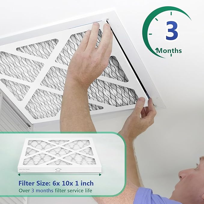 6 Pack Updated 6x10x1Air Filter, pertain Merv 11 HVAC Pleated A/C Furnace Filters (Actual Size: 5.5x9.5x0.75)