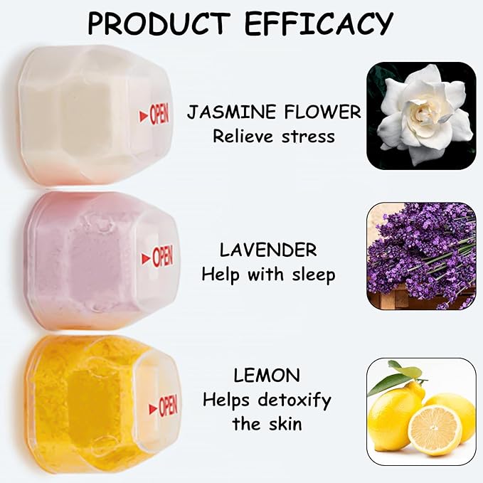 3pcs Jasmine/Lavender/Lemon Balm Replacement Filters Set for Vitamin C Filter Shower Head, Softens Hard Water, Showerhead Filter, Removes Chlorine, Chloramine & Fluoride - Helps Dry Skin & Hair Loss