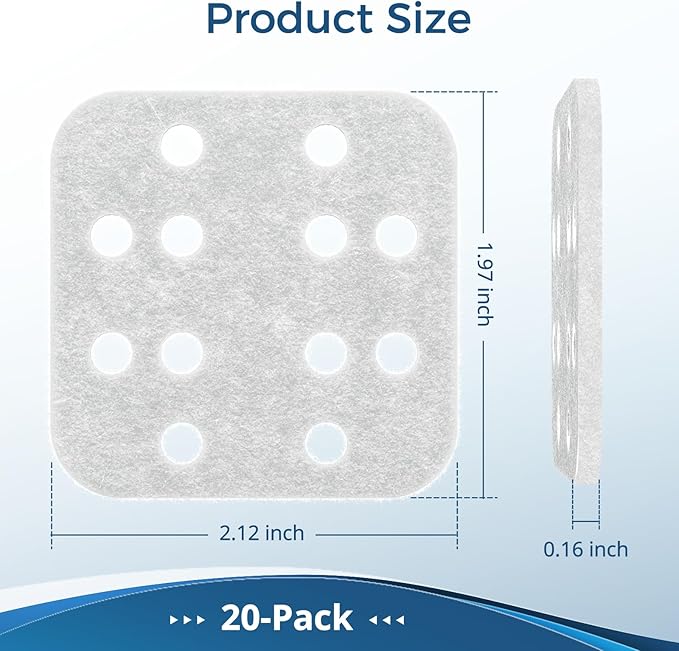 20-Pack Mineral Absorption Pad, Humidifier Replacement Filters Compatible with LEVOIT LV600S, LV600HH, OasisMist450S Humidifier, Works for Fine Particles in Water Tank, White