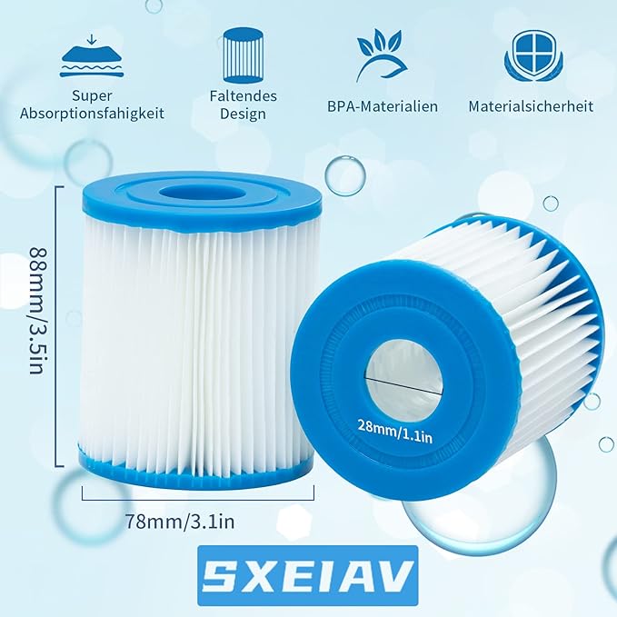 Type I Pool Filter Cartridge, Replacement Filters Cartridge for 58093, for Swimming Pool Filter RX330 Filter Pump, for 300/330 Gal/H Filter Pumps (4 Pack)