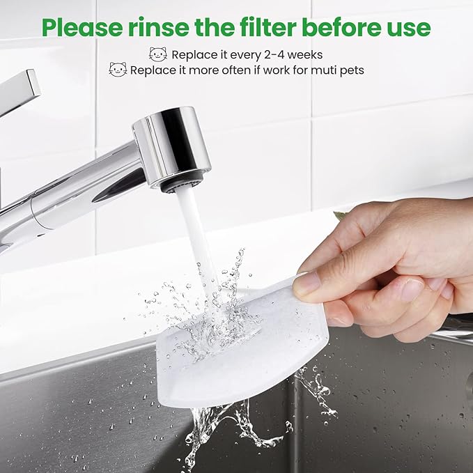 12 Pack Replacement Filters for D60 100oz/3L Automatic Dog Fountain, ZEKIRY Carbon Cat Water Fountain Filter, Triple Filtration Pet Water Dispenser Filters(6Pcs Pump Sponges)