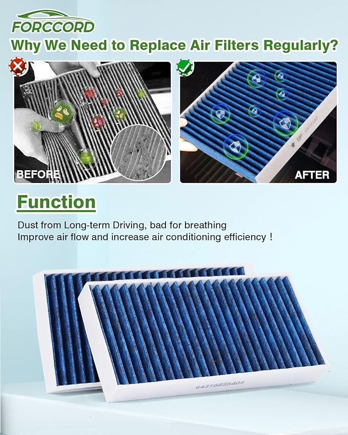 2-PACK HEPA Cabin Air Filter Fits for BMW X1/X2 i3 M235i xDrive Gran Coupe i3s Mini Cooper Countryman Activated Carbon Cabin Filter Replacement for 64316835404 Accessories