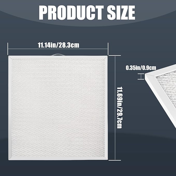 99010316 Range Hood Filter 11 1/4" x 11 3/4" x 3/8" Compatible with Broan Nutone S99010316 WA65AF BPQTAF NTK7450000 990721400 990721400A Kenmore Sears QT20000 Series, Aluminum Grease Filter (2 Pack)