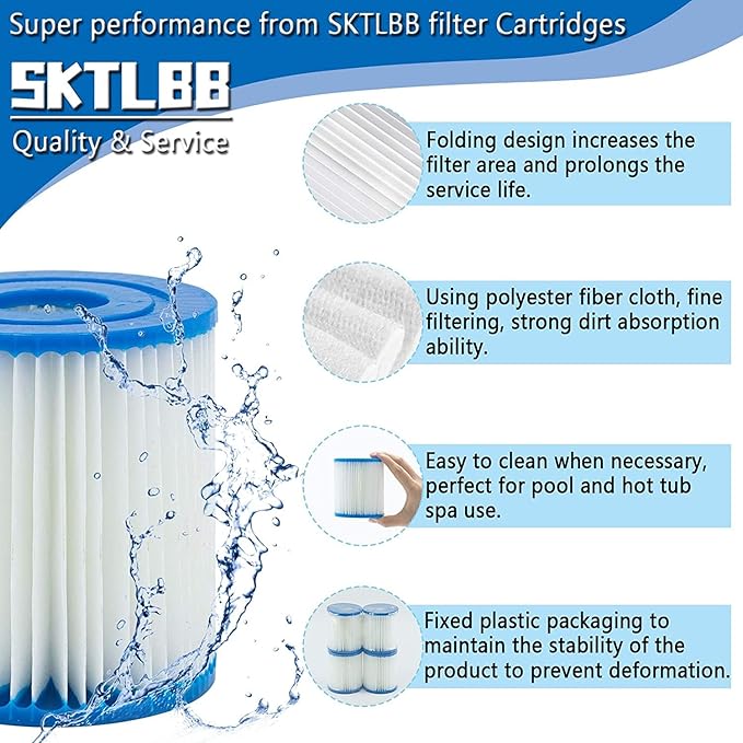 Type I Pool Filter Cartridge, 3.11 x 3.48 Inch Size I for Swimming Pool Filter,Pool Filter Pumps Universal Replacements (4Pcs)