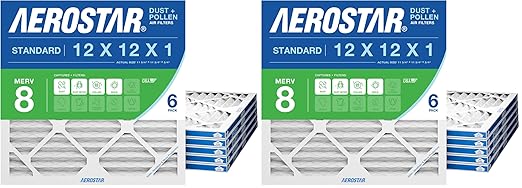 Aerostar 12x12x1 MERV 8 Air Filter,ACTUAL SIZE (11.75 x 11.75 x 0.75),HVAC,Air Conditioning & Furnace Filter Captures Dust,Lint & Pollen (MPR 600 / FPR 5),Made in USA,(Pack of 12)
