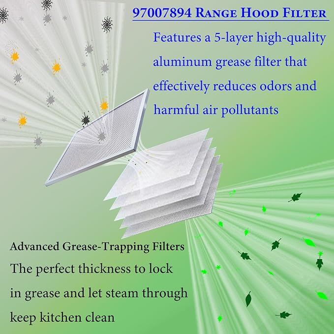 2-Pack upgraded Stove Hood Vent Filters 97007894 kitchen vent hood filter 9.9" x 11.7" Fit's Bro-an Range Hood Filter Replacement and Nutone Kitchen Exhaust Fan Filter Screen