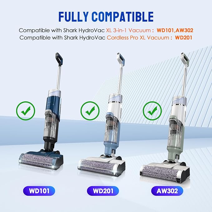 9 Pack Replacement Foam Filters Kit Compatible with Shark WD101,AW302,WD201 Hydrovac XL 3-in-1 Vacuum Cleaner, Cordless Pro XL Vacuum Accessories