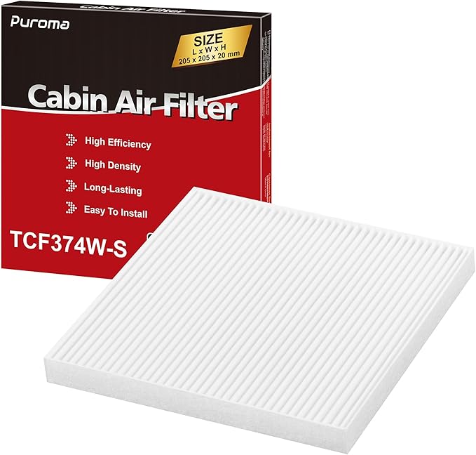 Puroma Cabin Air Filter, Replacement for CP374, CF10374, CAF1765, CAF7765, Tacoma, Dodge Dart, Pontiac Vibe, 87139-YZZ09 and 88508-04010, Chrysler: 68164981AA