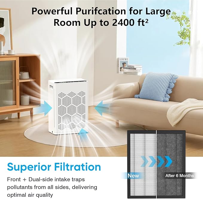 DAYETTE H14 Replacement Filter Compatible AP309/409 Air Purifiers, 4-in-1 H14 Grade True HEPA High-Efficiency Activated Carbon, Original Filter, 2 Pack