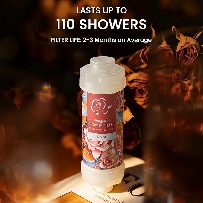 Vitamin-C Handheld Showerhead Filter For Hard Water, Luxurious Scent Skin Care & Hair Enhancement Softener Purifier, Aromatherapy Water Purify, Rose Odor