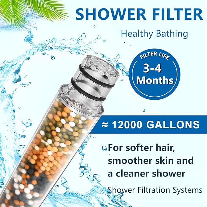 Multi-Stage Shower Filter Replacement Compatible with SR SUN RISE Shower Handheld, High Pressure 9 Spray, Hard Water High Efficiency Filter,4 Pack