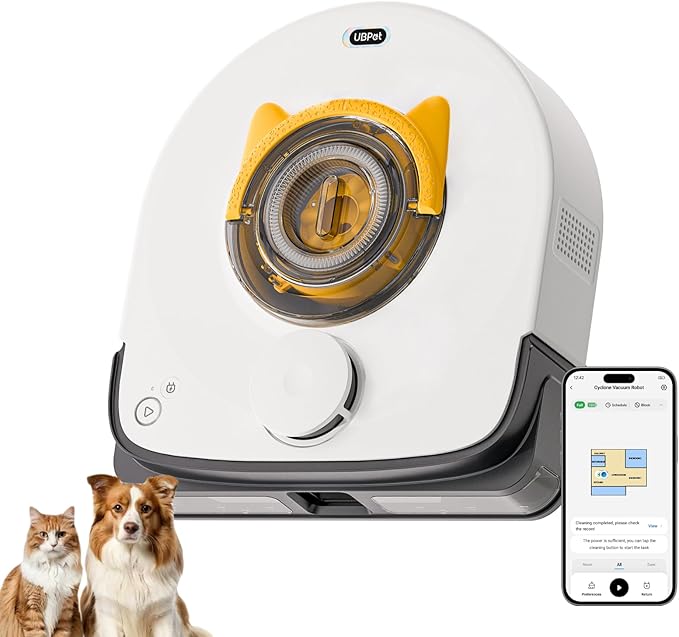 UBPET Robot Vacuum for Pet Hair, 22,000Pa Ultra-Strong Suction Automatic Robot Vacuum Cleaner, Tangle-Free Cleaning, Smart Mapping with LiDAR Navigation, App Controlled Vacuum Robot