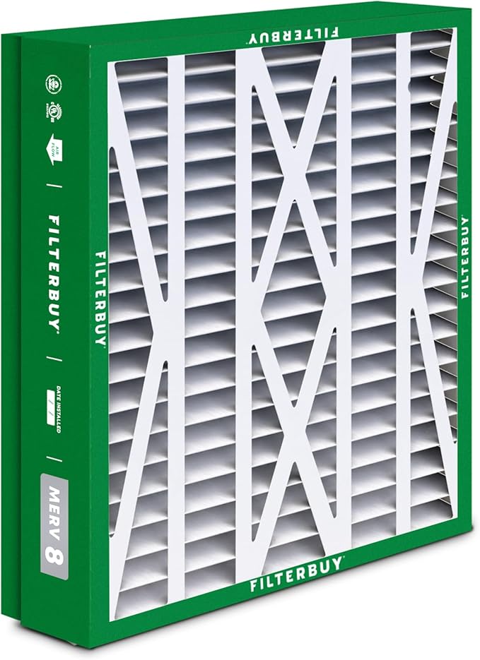 Filterbuy 24.5x27x5 Air Filter MERV 8 Essential Dust & Allergy Defense (4-Pack), Pleated HVAC AC Furnace Filters for Trane, American Standard, Honeywell, and More (Actual Size: 24.06 x 26.13 x 4.97)