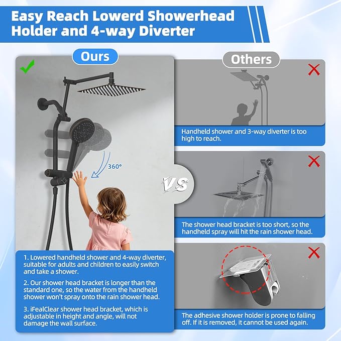 All-Metal 10" High-Pressure Rain Shower Head with Handheld- 10-Spray Power Wash with Shower Filter, Easy Reach 4-Way Diverter with Pause Mode, Adjustable 16" Extension Arm/71" Hose, Oil Rubbed Bronze