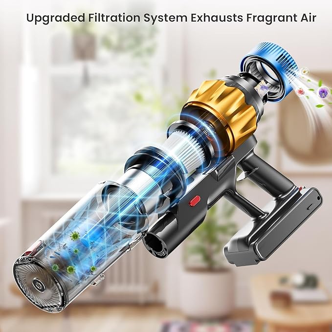 Cordless Vacuum Cleaner, 650W 55KPA 70Mins Vacuum Cleaners for Home, Self-Standing Stick Vacuum with Anti-Tangle, Lightweight Wireless Vacuum Cleaner for Hardwood Floor/Carpet/Pet Hair