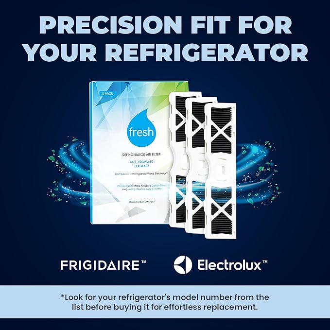 FRESH AF-2 Refrigerator Air Filter Replacement for Frigidaire - Compatible with Models: FRGPAAF2, RAF-2, Electrolux ELXPAAF2 - Advanced Carbon Filter Technology - (2 Pack) Air filter by MIST
