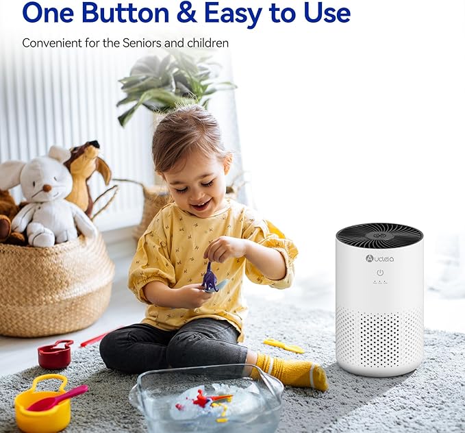 Aucleia Air Purifiers for Bedroom Home with H13 True HEPA Filter, 20dB Quiet Air Cleaner for Pets Hair Dander Odor, Smoke Dust Pollen, Aromatherapy Function, White (Pack of 2)