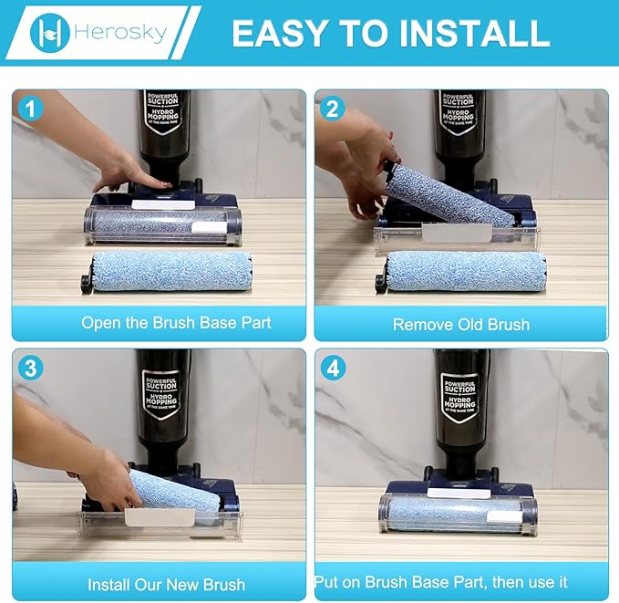 WD161 Roller and Filter For Shark HydroVac MessMaster Wet Dry Vacuum Cleaner WD161 WD261 AW261 (2 Brush 6 Foam Filter Kit)