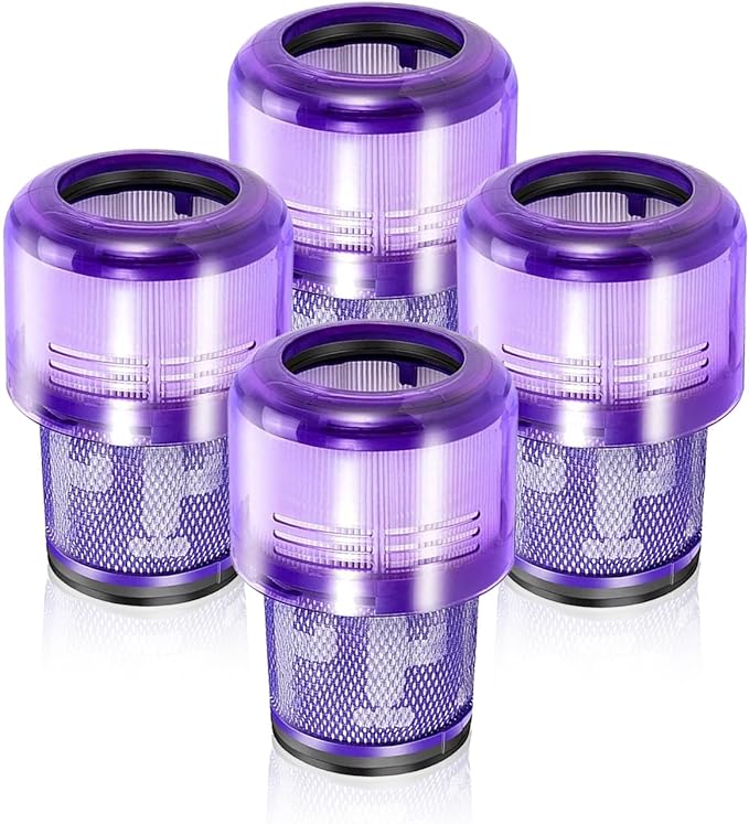 4 Pack Replacement V11 Filters for Dyson V11 Torque Drive V11 Animal V11 Complete V11 Extra V15 Detect Vacuum Cleaner Filters, Compare Part 970013-02.