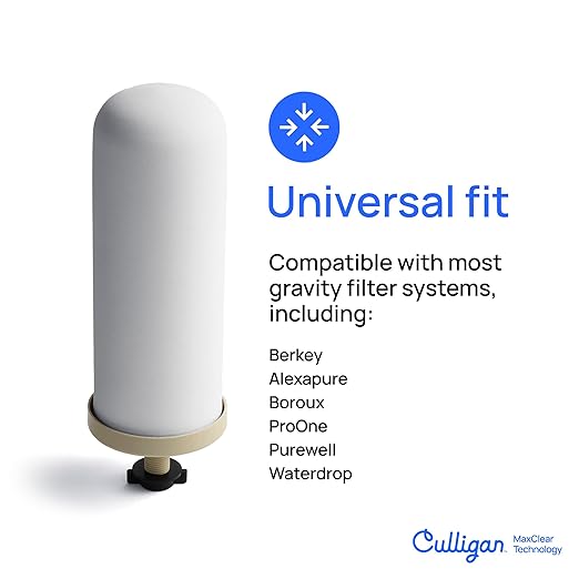Culligan MaxClear 3 Gallon Gravity Water Filter System Removes Microplastics, PFAS & Lead, NSF/ANSI Certified, Brushed Stainless-Steel Countertop Filter with 1 Ceramic Filter