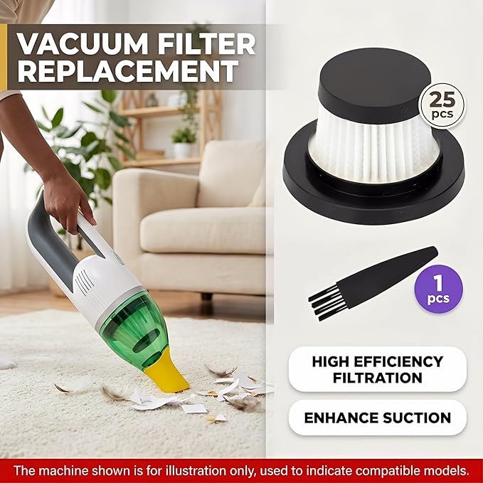 25 hepa Vacuum Filters Compatible With Duck Vacuum Cleaners As Shown In Tv Commercials, They Are Washable And Reusable, Ideal For Pet Households And Workshop Cleaning