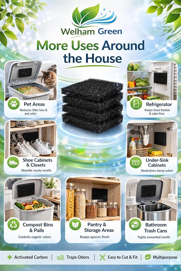 Universal Active Carbon Trash Can Filter Refill Pack (4-Pack) Aftermarket Filter. Naturally Removes Smelly Trash Odors. Fits Most of The Popular Trash Can Models